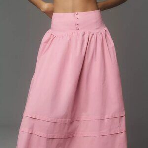 Anthoropologie Maeve Button-Waist Midi Skirt
